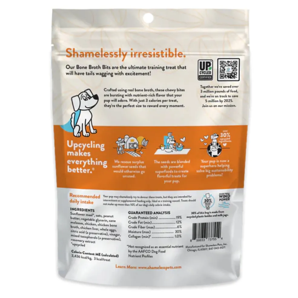 Shamless Pets Bone Broth Bites Nutty Chicken Soft & Chewy Training Treats For Dogs (10 oz)