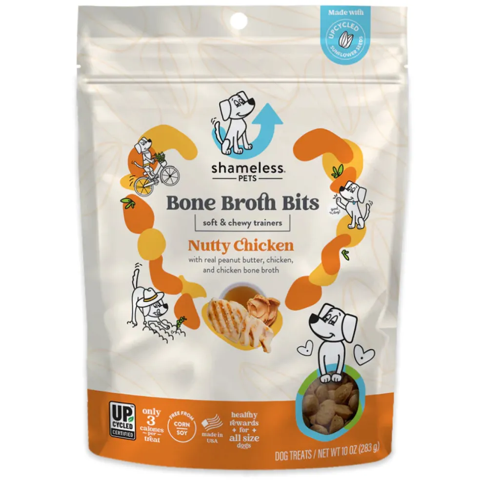 Shamless Pets Bone Broth Bites Nutty Chicken Soft & Chewy Training Treats For Dogs (10 oz)