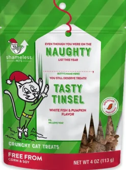 Shamless Pets Naughty Tasty Tinsel Pumpkin & Fish Crunchy Cat Treats (4 oz)