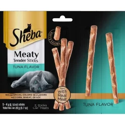 Sheba Grain Free Meaty Tender Sticks with Tuna Cat Treats, 0.14-oz, 5-stciks
