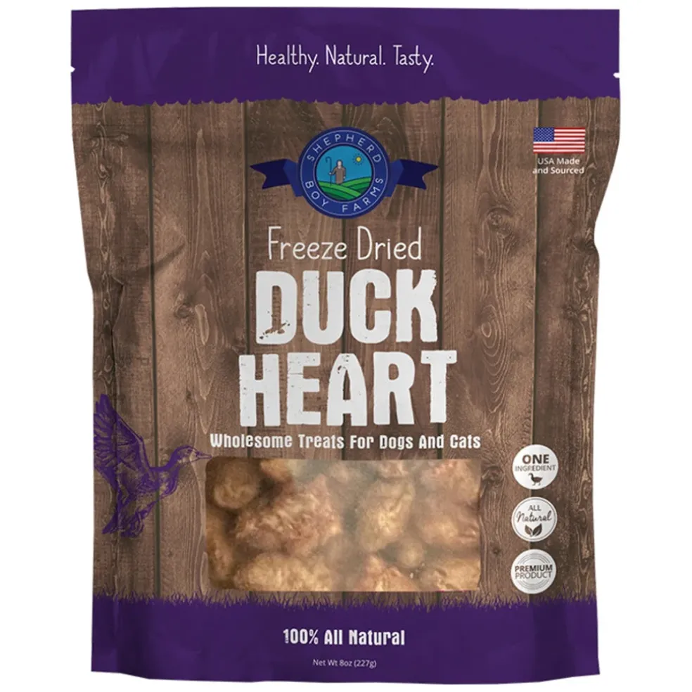 Shepherd Boy Farms Duck Hearts & Liver Freeze Dried Treats for Dogs & Cats