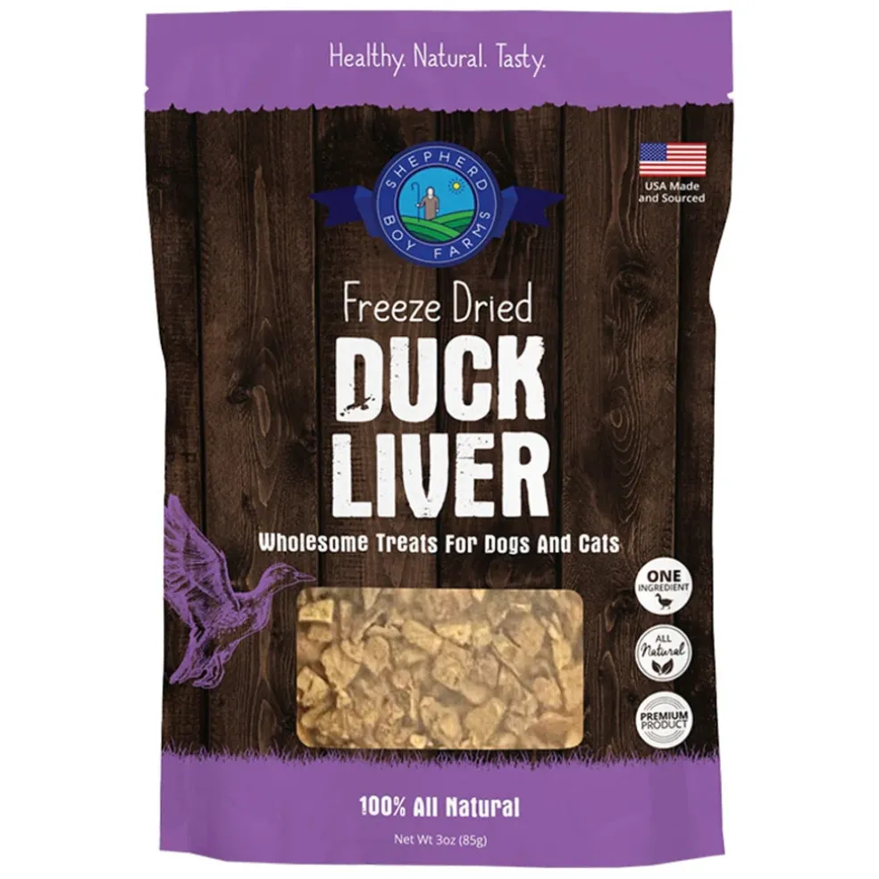 Shepherd Boy Farms Duck Hearts & Liver Freeze Dried Treats for Dogs & Cats