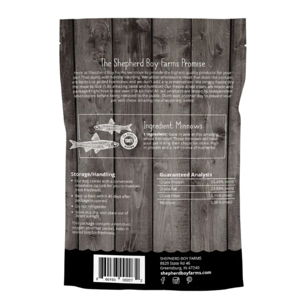 Shepherd Boy Farms Freeze Dried Minnows Treats for Dogs & Cats