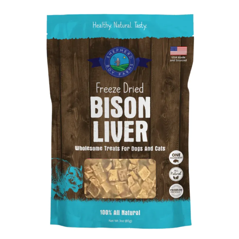 Shepherd Boy Farms Freeze Dried Bison Liver Treats for Dogs & Cats
