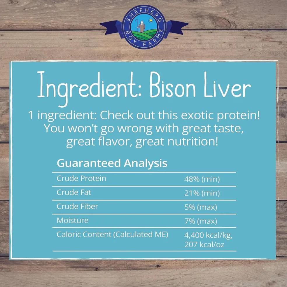Shepherd Boy Farms Freeze Dried Bison Liver Treats for Dogs & Cats