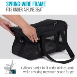 Sherpa Deluxe Airline Approved Soft Sided Dog & Cat Carrier, Black