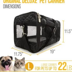 Sherpa Deluxe Airline Approved Soft Sided Dog & Cat Carrier, Black
