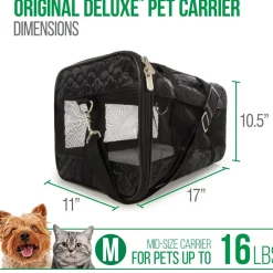 Sherpa Deluxe Airline Approved Soft Sided Dog & Cat Carrier, Black