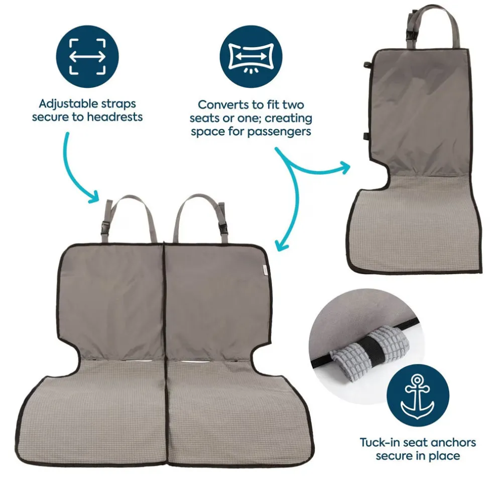 Sherpa Quiet Ride 2-In-1 Auto Seat Protector, Gray