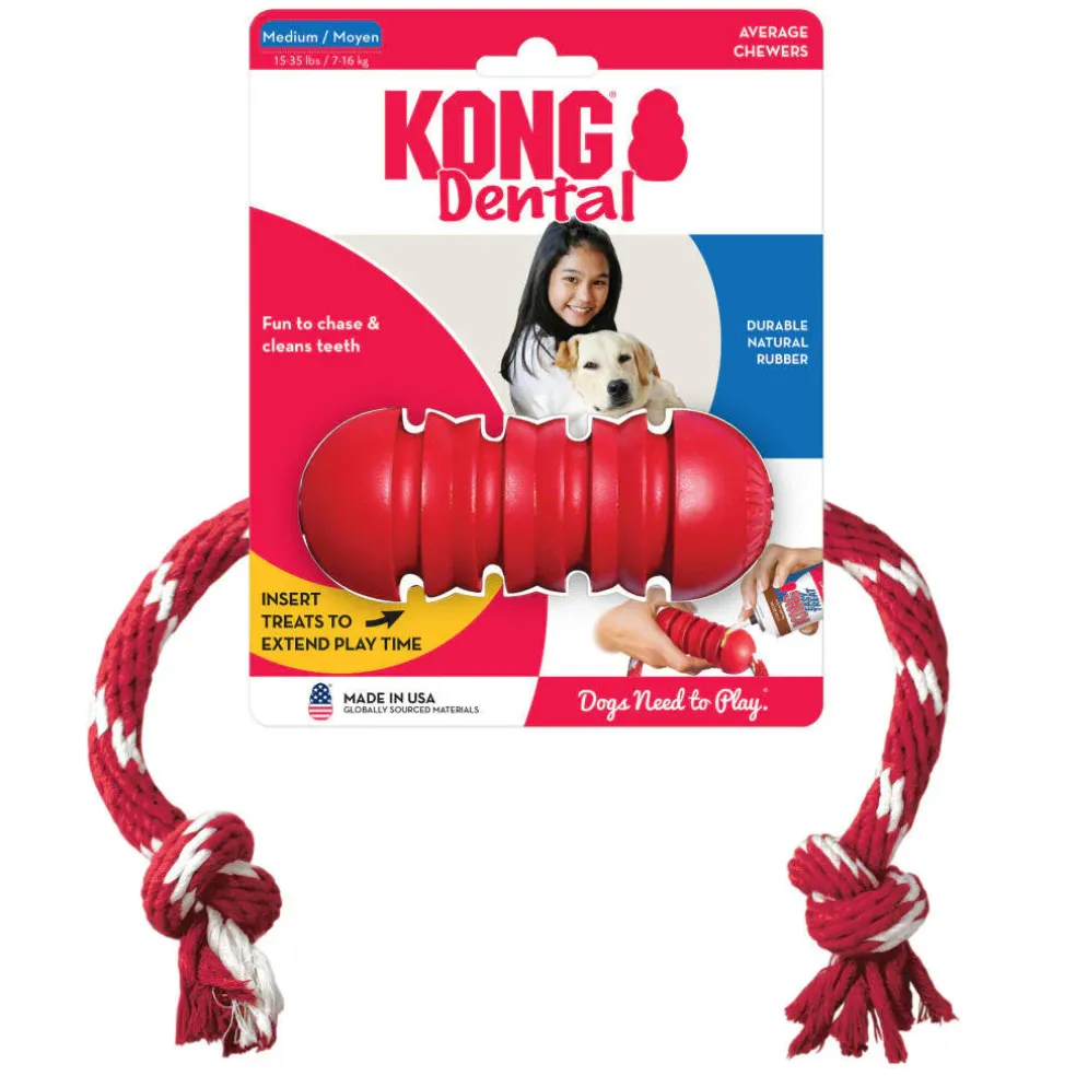 Shop KONG Dental w/Rope Teeth Cleaning Dog Chew Toy
