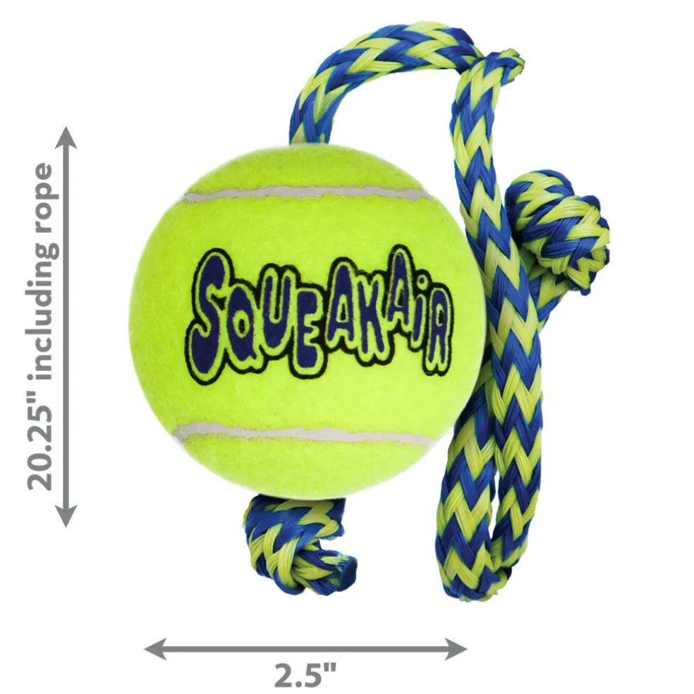 Shop Kong Squeakair Ball with Rope Dog Fetch Toy (Medium)