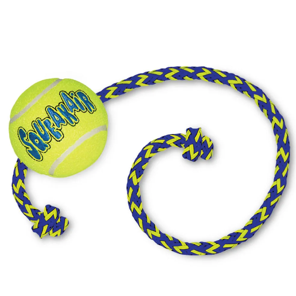 Shop Kong Squeakair Ball with Rope Dog Fetch Toy (Medium)