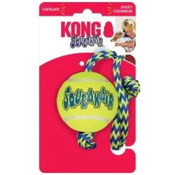 Shop Kong Squeakair Ball with Rope Dog Fetch Toy (Medium)