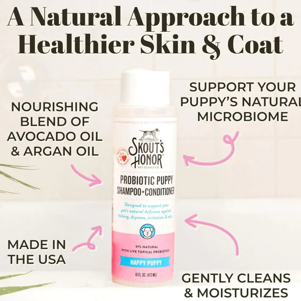 Skout's Honor Happy Puppy Probiotic & Dog Shampoo & Conditioner, 16-oz