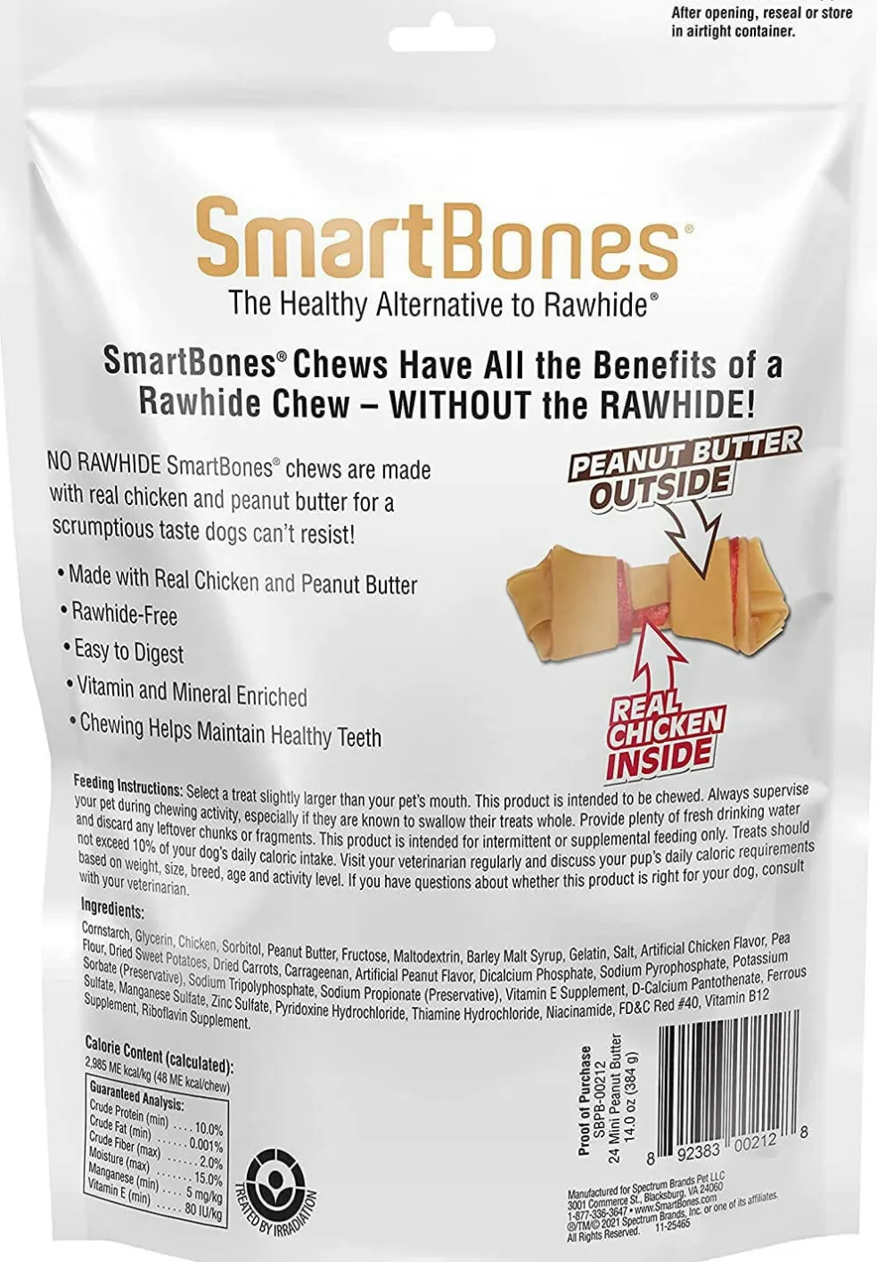 SmartBones Peanut Butter Chew Bones (24 mini bones)