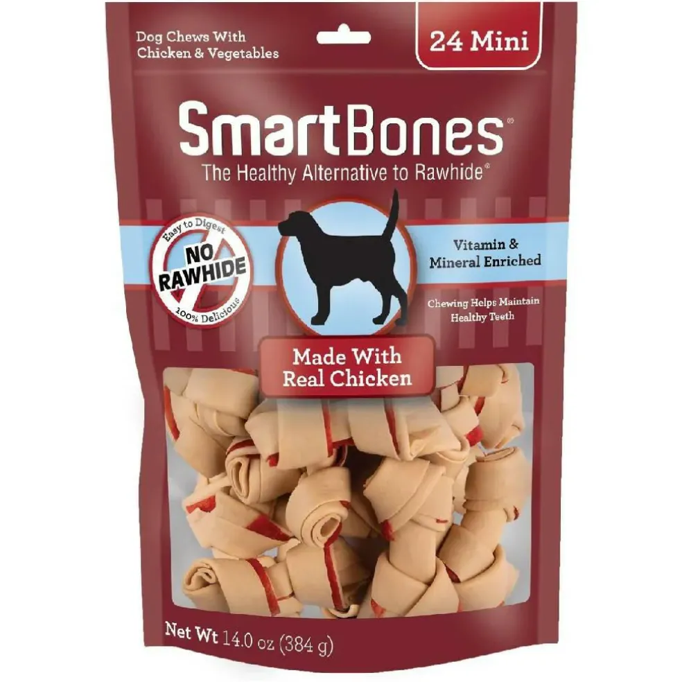 SmartBones Rawhide-Free Chicken Chew Bones For Dogs (24 mini bones)