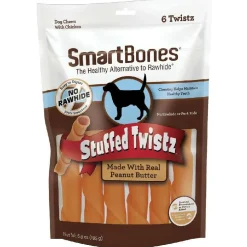 SmartBones Stuffed Twistz with Peanut Butter Rawhide-Free Chews (6 twistz)