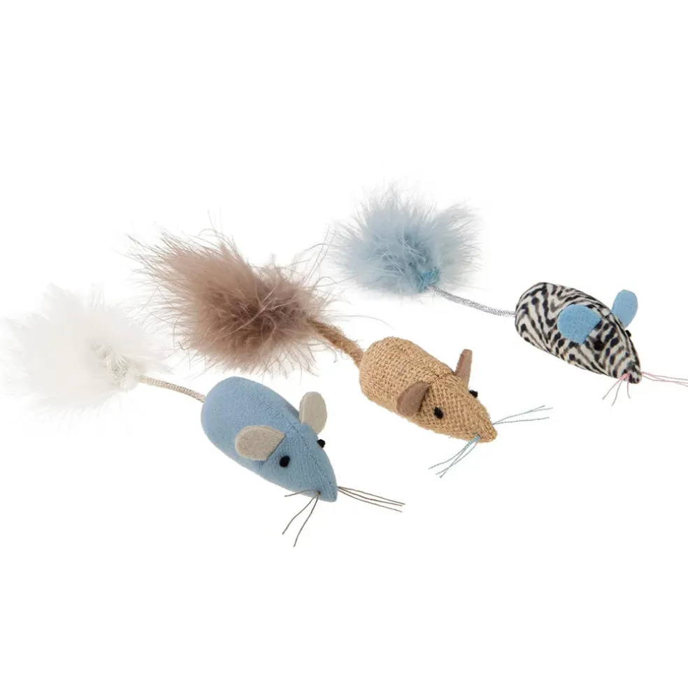 SmartyKat Instincts Catnip Caravan Plush Mice with Feather Tails Cat Toys, 3-count