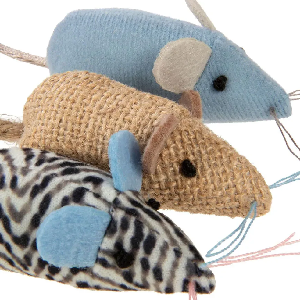 SmartyKat Instincts Catnip Caravan Plush Mice with Feather Tails Cat Toys, 3-count
