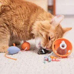 SmartyKat Instincts Lil' Launcher 3 Catnip & Silvervine Plush Mice & 1 Launcher Cat Toys