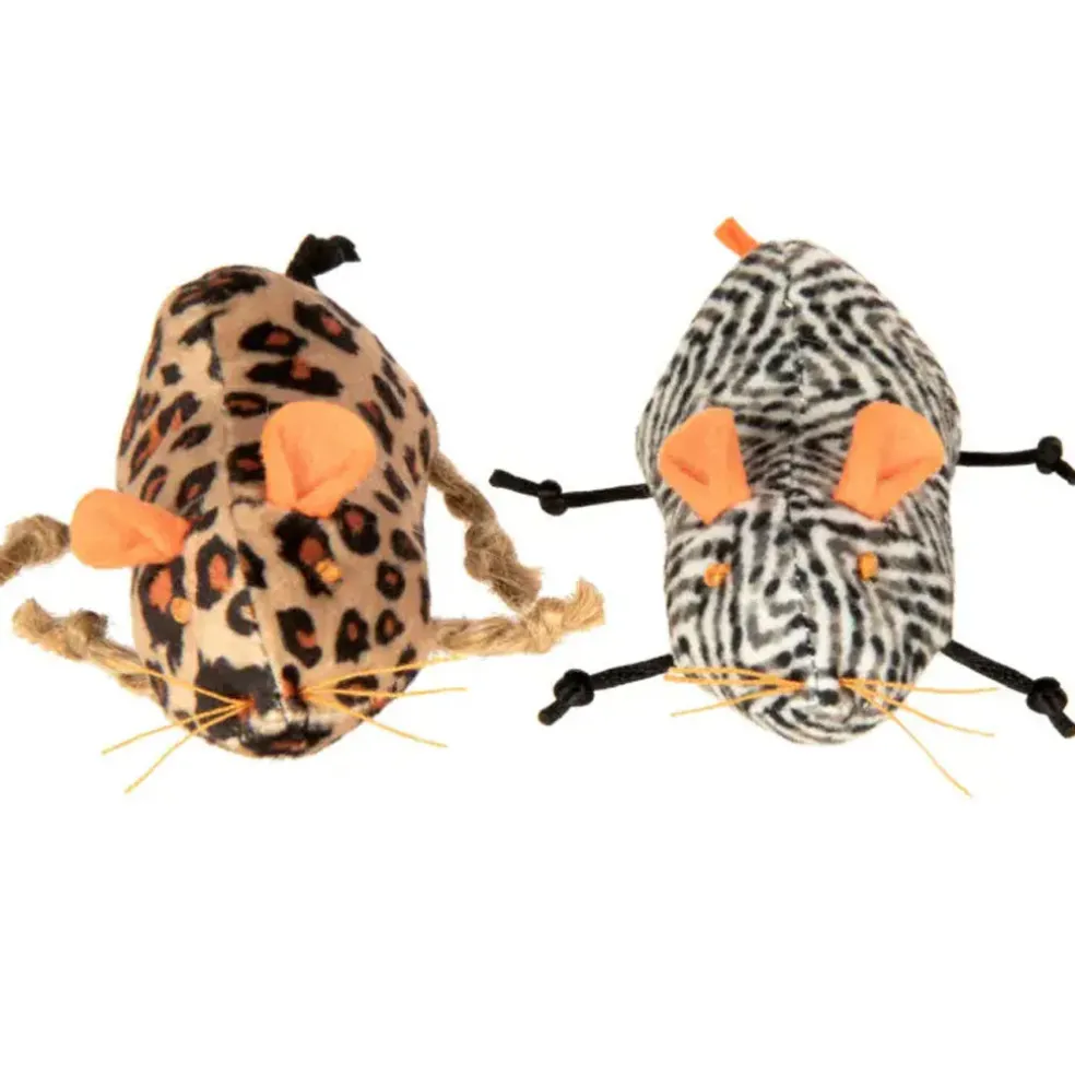 SmartyKat Instincts Safari Creepers Refillable Plush Rat Cat Toys, 2-count