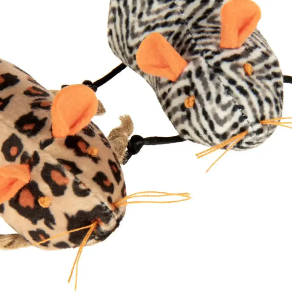 SmartyKat Instincts Safari Creepers Refillable Plush Rat Cat Toys, 2-count