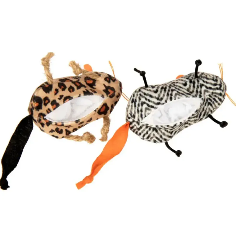 SmartyKat Instincts Safari Creepers Refillable Plush Rat Cat Toys, 2-count