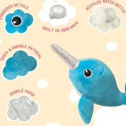 Snugarooz Baby Nikki the Narwhal Crinkle & Squeaker Plush Dog Toy (7