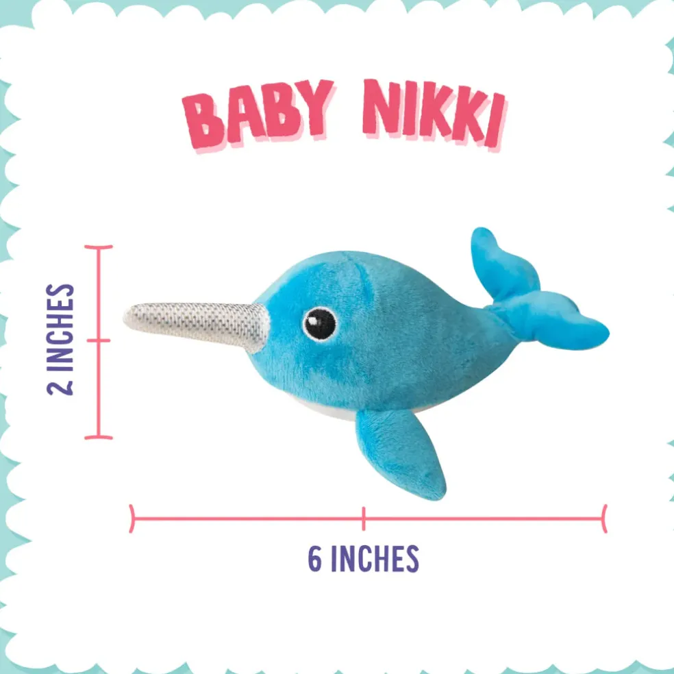 Snugarooz Baby Nikki the Narwhal Crinkle & Squeaker Plush Dog Toy (7")