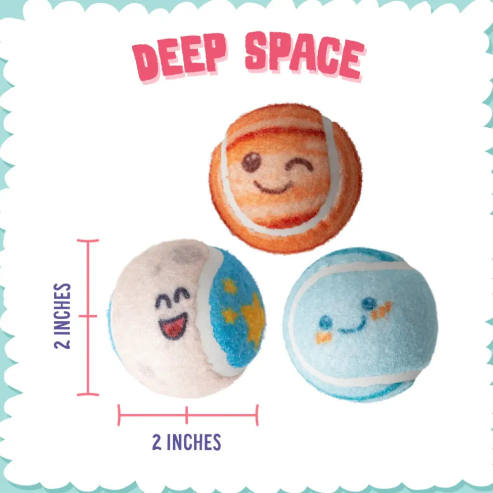 Snugarooz Deep Space Squeaky Fetch & Play Tennis Balls Dog Toy (3 pack)