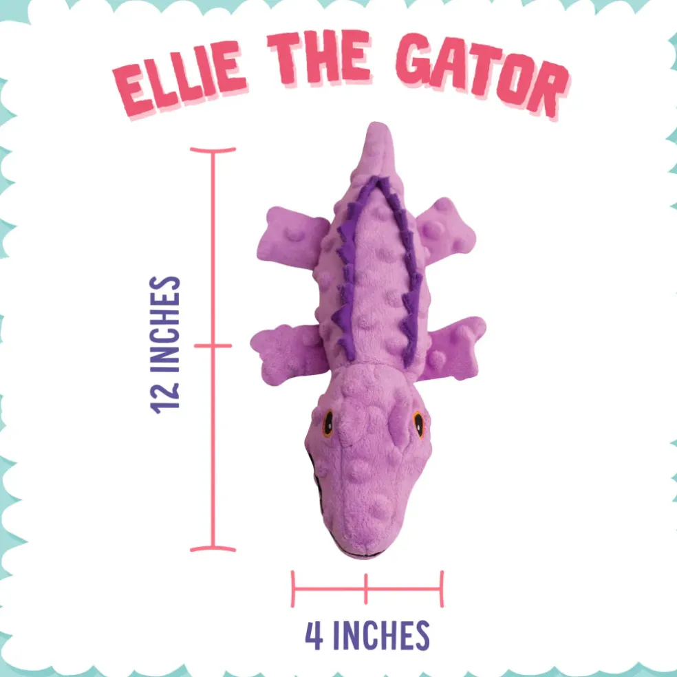 Snugarooz Ellie the Gator Purple Crinkle & Squeak Plush Dog Toy - (12")