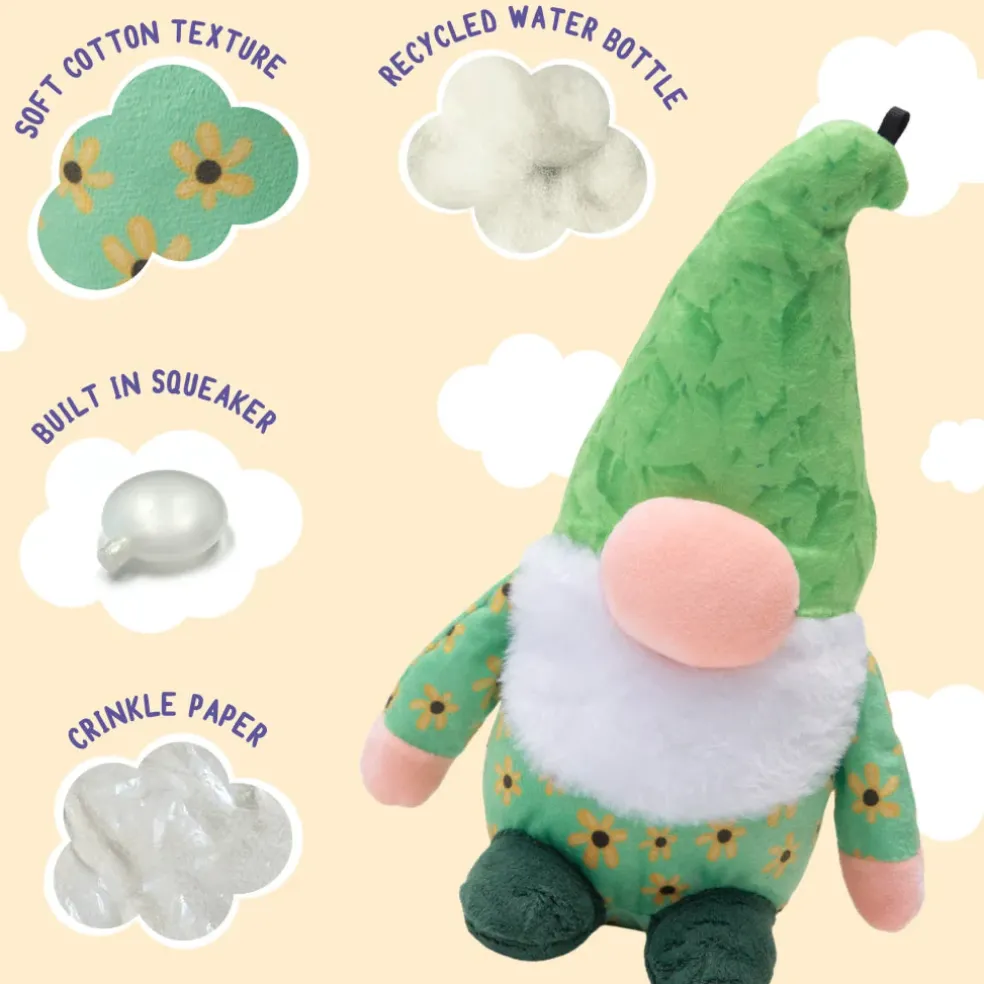Snugarooz Gnome Crinkle & Squeak Plush Dog Toy
