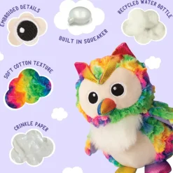 Snugarooz Hootie the Owl Rainbow Crinkle & Squeak Dog Toy (8
