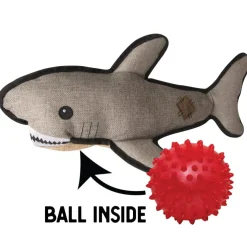 Snugarooz Saul the Shark with Rubber Spikey Ball Toy For Dogs (19