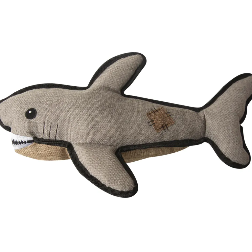 Snugarooz Saul the Shark with Rubber Spikey Ball Toy For Dogs (19")