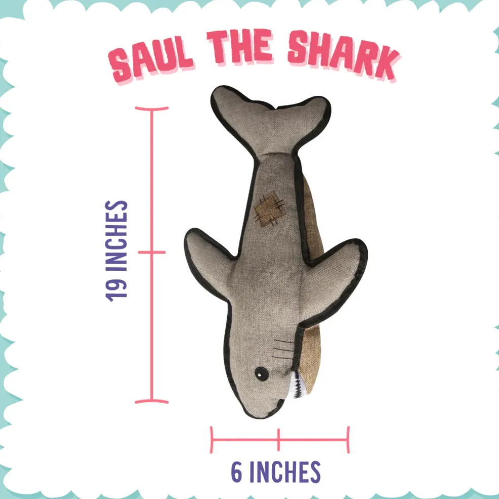 Snugarooz Saul the Shark with Rubber Spikey Ball Toy For Dogs (19")
