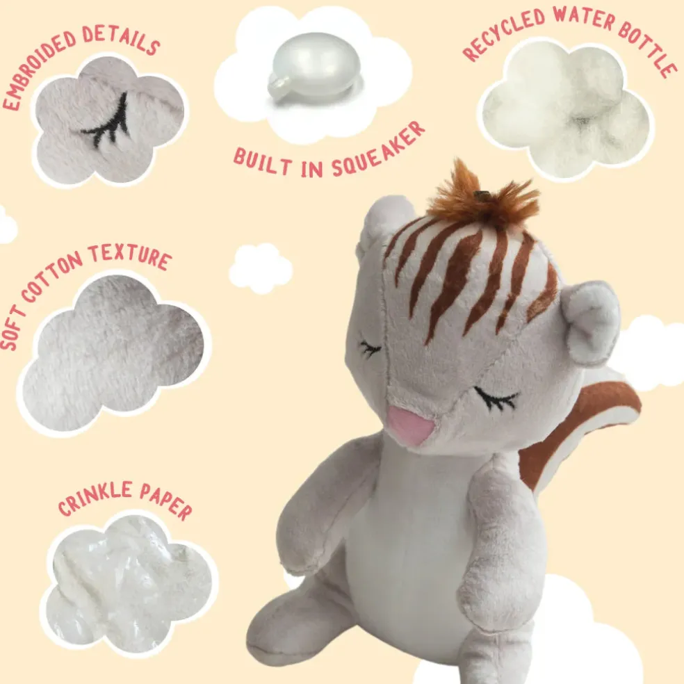 Snugarooz Shea the Squirrel Crinkle & Squeak Plush Dog Toy