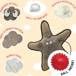 Snugarooz Sophie the Starfish Spikey Ball Grey Dog Toy (21