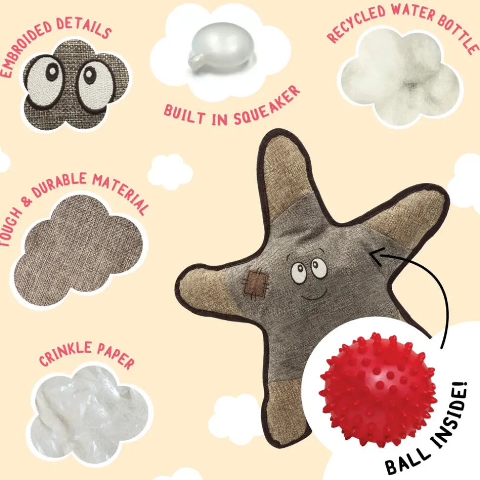 Snugarooz Sophie the Starfish Spikey Ball Grey Dog Toy (21")