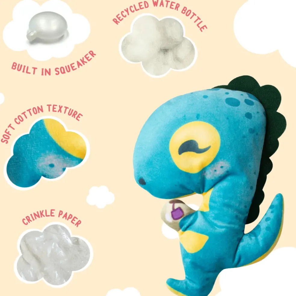 Snugarooz Tea-Rex Crinkle & Squeak Plush Dog Toy