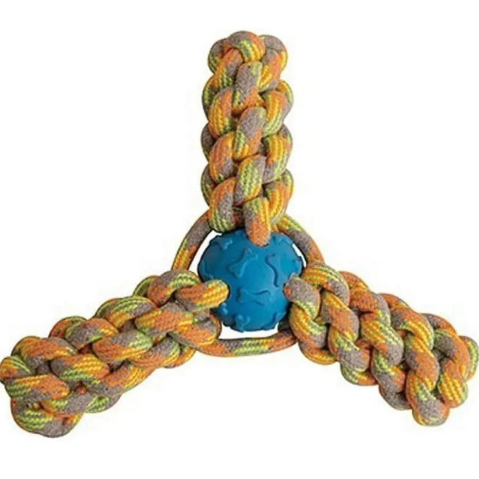Snungarooz Fling N Fun Strong Rubber & Rope Chew Dog Toy (7")