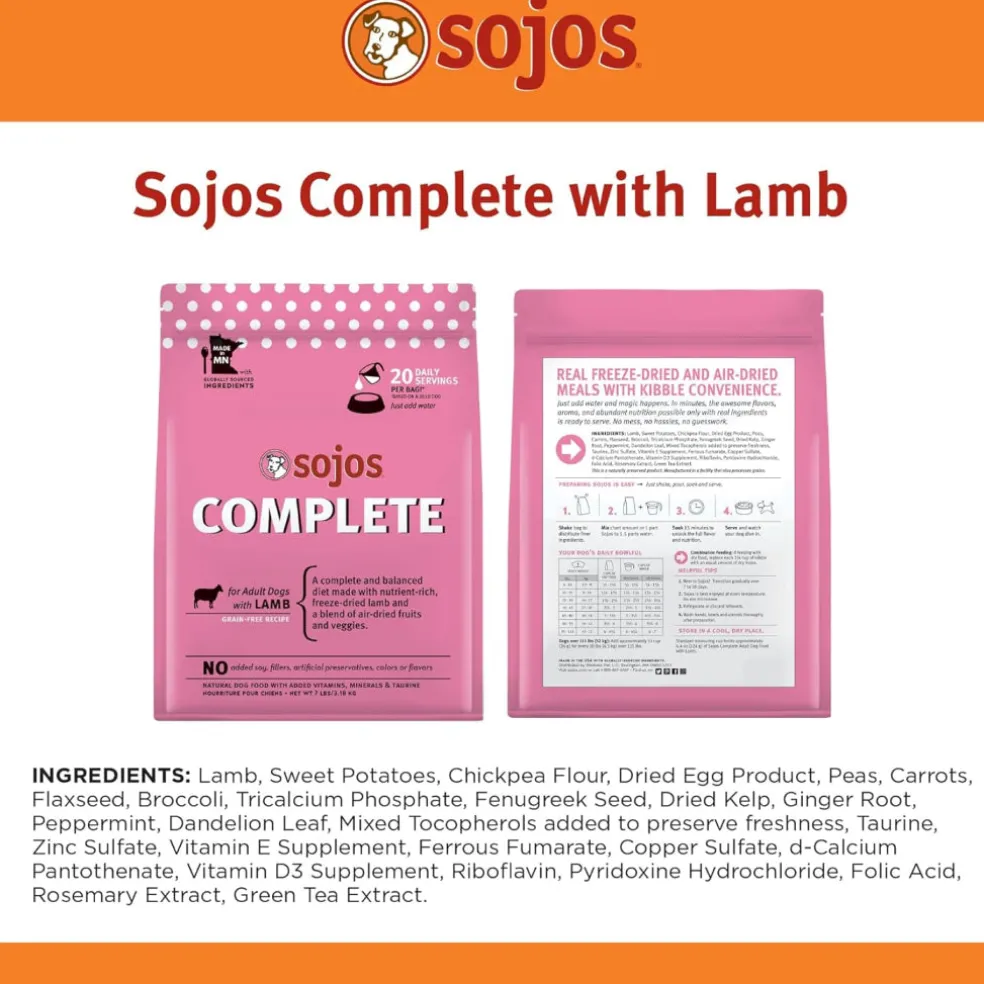 Sojos Complete Lamb Recipe Freeze-Dried Adult Food For Dogs, 7 lb