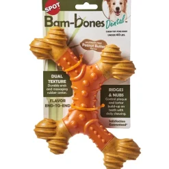 Spot Bam-Bones Dental X-Bone Peanut Butter Flavor Dog Chew Toy
