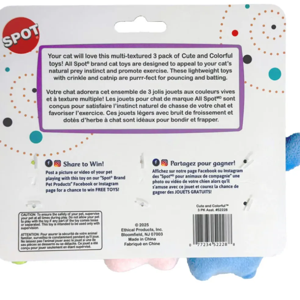Spot Cute and Colorful Crinkly Catnip Cat Toys (3 pack)
