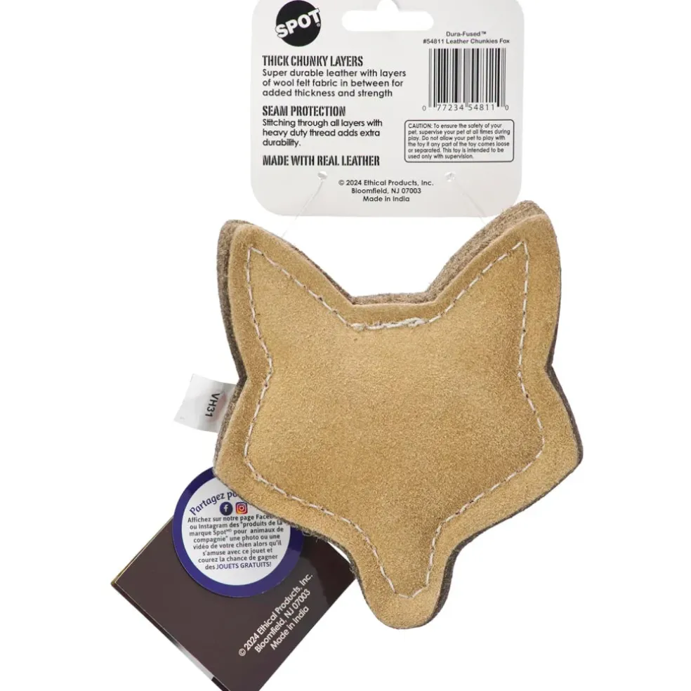 Spot Dura-Fused Chunkies Leather Fox Chew Toy For Dogs