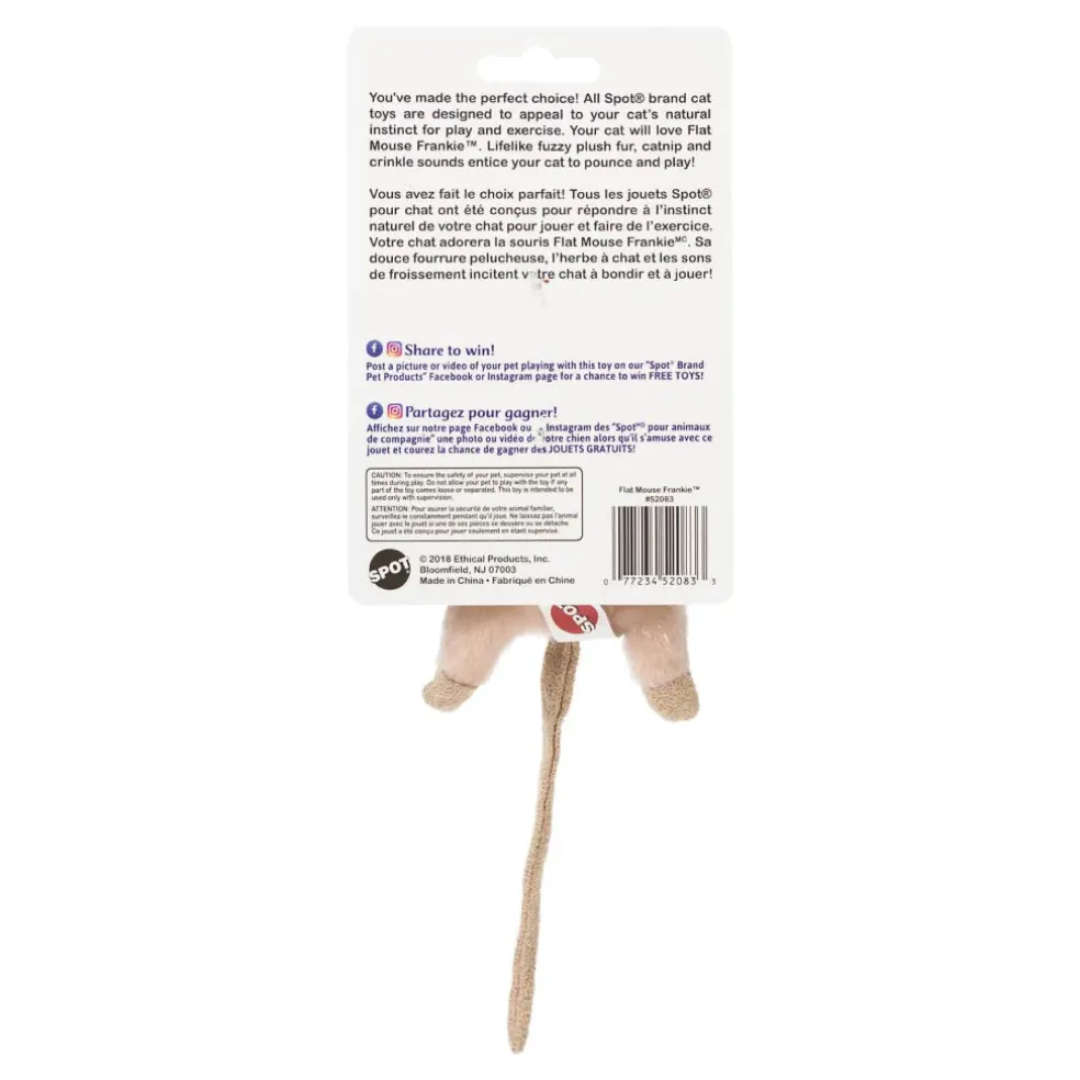 Spot Flat Mouse Frankie with Nip Catnip Toy, Assorted Colors