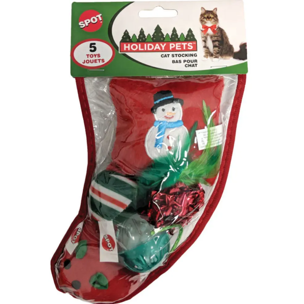 Spot Holiday Cat Stocking Assorted Toys, Small, 5 count