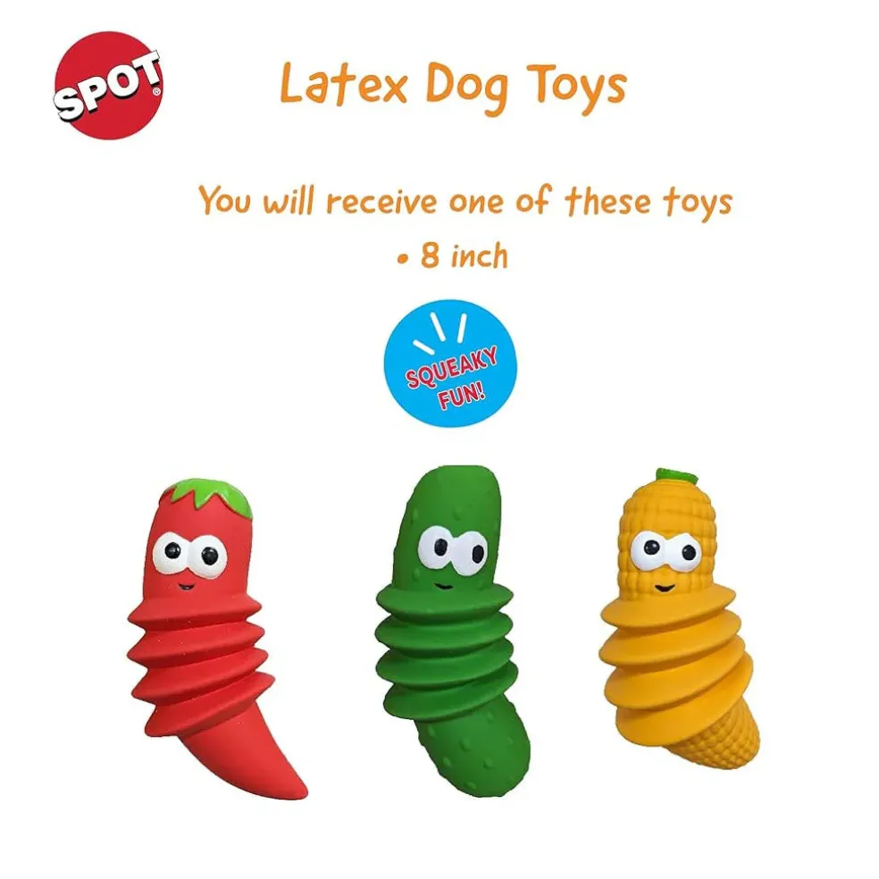 Spot Latex Foods Dog Toy, Assorted, 8-in