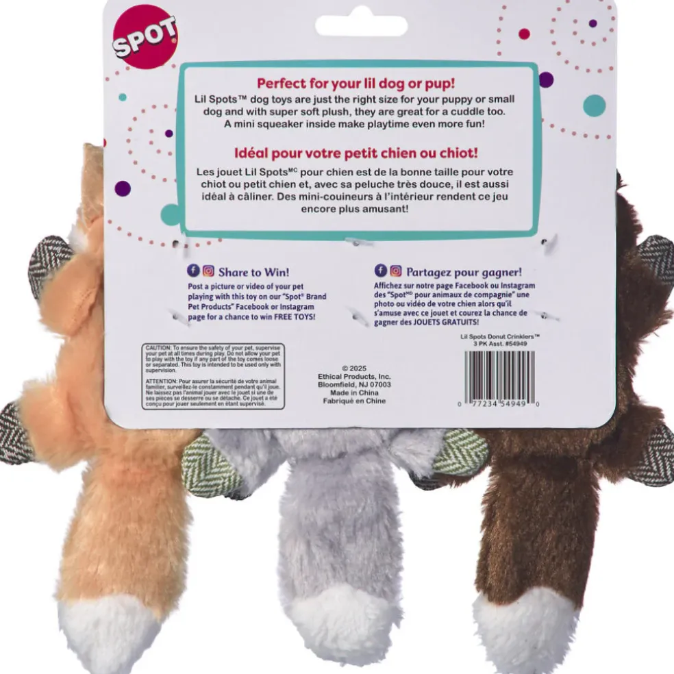 Spot Lil Spots Donut Crincklers Toy for Dogs 7" (Assorted Colors)