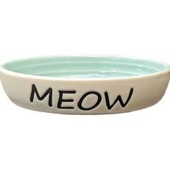 Spot Meow Oval Cat Bowl Green 6"